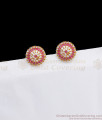Button Model Ruby White Stone Stud Gold Earrings ER2710