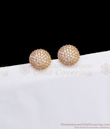 Glittering White Stone Button Design Stud Gold Earrings ER2711 Glittering White Stone Button Design Stud Gold Earrings ER2711