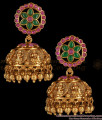 Elegant Emerald Ruby Stone Lakshmi Antique Jimiki Earrings ER2720 Elegant Emerald Ruby Stone Lakshmi Antique Jimiki Earrings ER2720