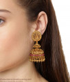 Grand Big Lakshmi Jimiki Design Ruby Stone Antique Earrings ER2724