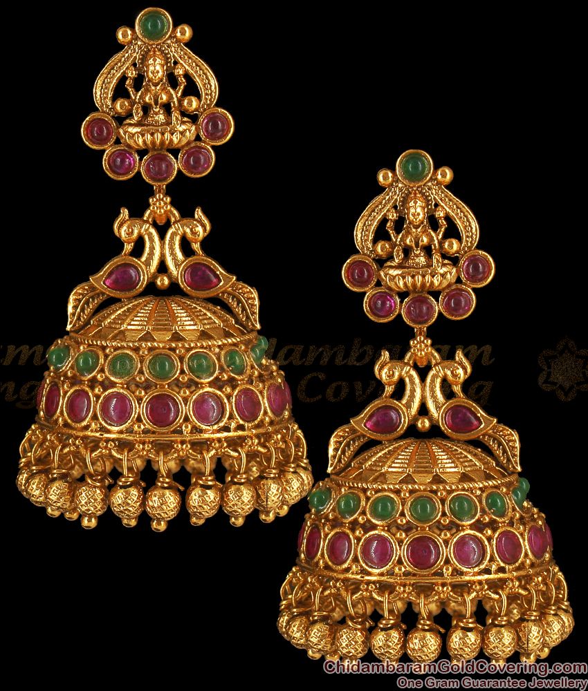 Premium Peacock Lakshmi Original Antique Jimiki Earrings ER2728