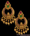 Antique Lakshmi Ruby Emerald Dangler Chandbali Earrings ER2738