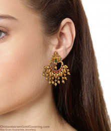 Traditional Lakshmi Design Dangler Matt Antique Chandbali Earrings ER2743 Traditional Lakshmi Design Dangler Matt Antique Chandbali Earrings ER2743