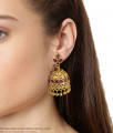 Full Ruby Stone Big Jhumki Earrings One Gram Gold Collections ER2746