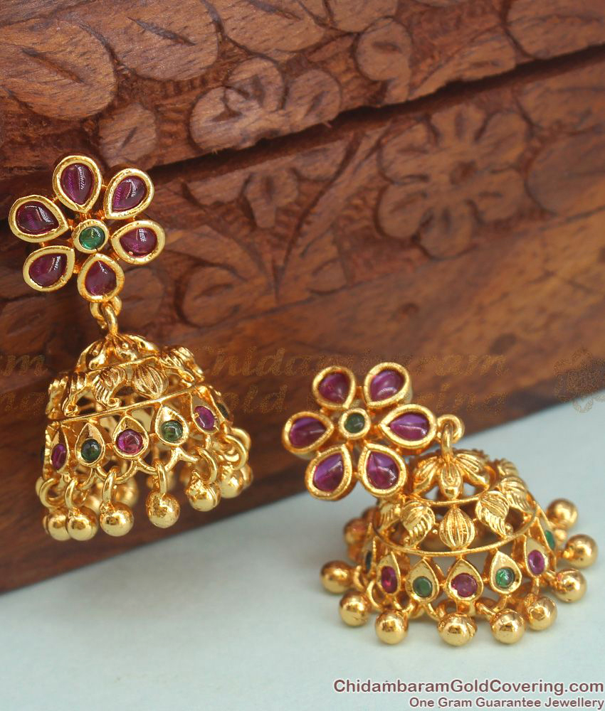 Elegant Kemp Stone Jimiki Earrings For Bridal Wear ER2748