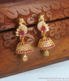 Peacock CZ Stone Gold Plated Jhumki Earring Shop Online ER2760