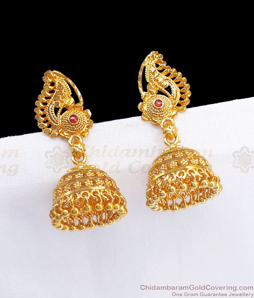 New Trendy Gold Jhumki Ruby Stone Womens Fashion ER2761