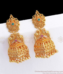 New Dual Layer Peacock Ruby Green Stone Online Fashion ER2762