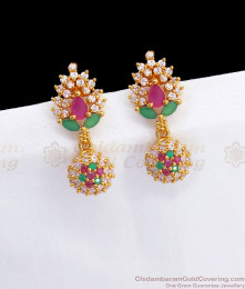 Vibrant Multi Color Stone Ball Design Gold Stud ER2764 Vibrant Multi Color Stone Ball Design Gold Stud ER2764