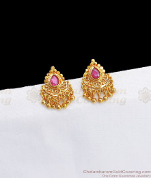 Gold Droplets Ruby Stone Gold Stud Earrings ER2766 Gold Droplets Ruby Stone Gold Stud Earrings ER2766