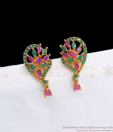 Astonishing Emerald Ruby Stone Gold Earring Shop Online ER2772 Astonishing Emerald Ruby Stone Gold Earring Shop Online ER2772