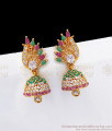 Peacocks Feather Multi Stone Bell Design Gold Jhumka Earring ER2775