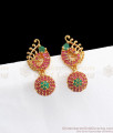 Stunning Ruby Emerald Stone Ball Design Gold Earrings Womens Fashion ER2777