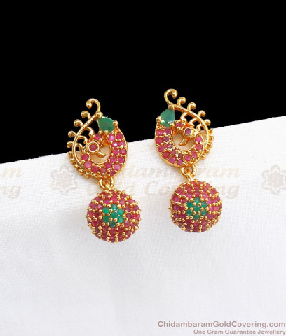 Red - Mariam Stone Work Fabart GS Jhumka Earrings