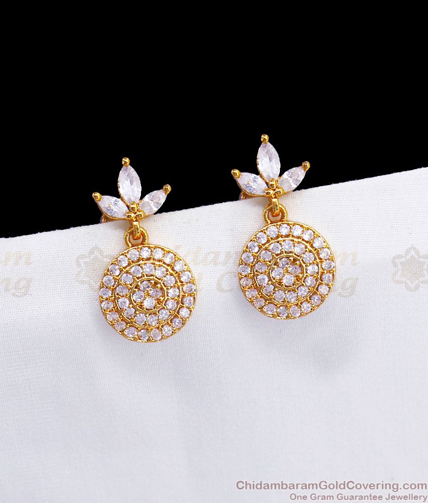 Precious Diamond Stone Circle Design Gold Earrings ER2778