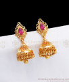 Traditional One Gram Gold Jhumka Earrings Ruby Stone ER2780