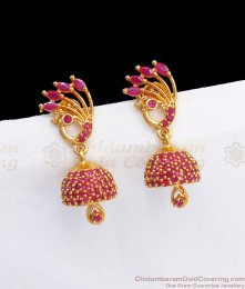 Dazzling Ruby Peacock Gold Jhumka Earrings Womens Fashion ER2786 Dazzling Ruby Peacock Gold Jhumka Earrings Womens Fashion ER2786
