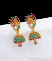 Ruby Green Peacock Gold Jhumka Earrings Womens Fashion ER2787