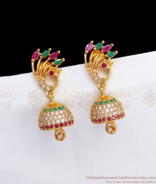 Stunning Multi Color Peacock Gold Jhumka Earrings Womens Fashion ER2788