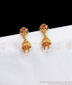 Small Gold Jhumka Daily Wear Ruby Stone Jewelry ER2792