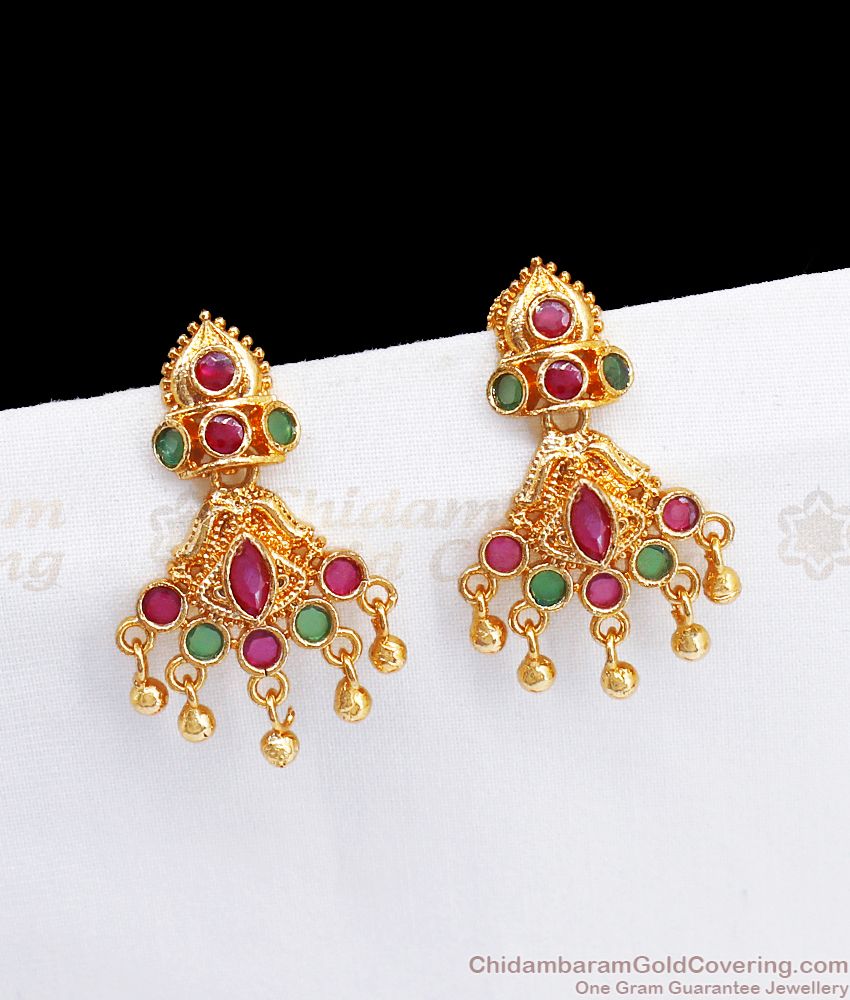 Green Ruby Stone New Dangler Earring Party Wear ER2794