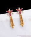 Flourishing Ruby Diamond Stones Triple Line Earrings ER2797