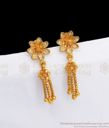 Floral One Gram Gold Plain Earrings Shop Online ER2799