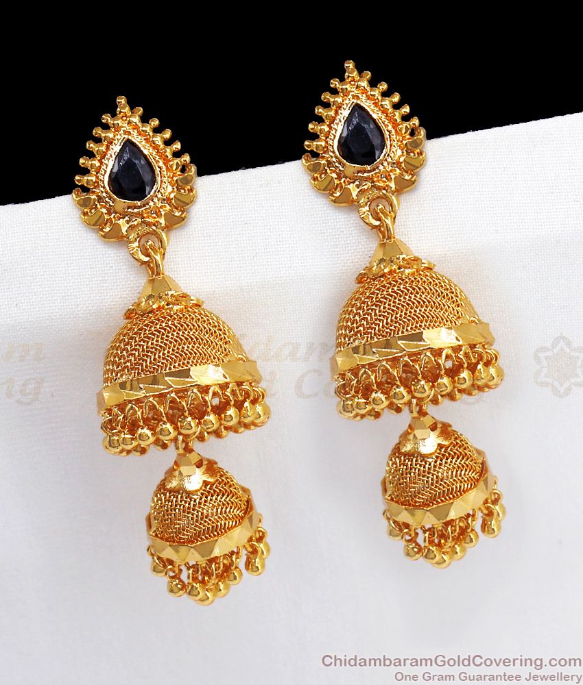 Stunning Black Pearl Double Layer Jhumki Earrings ER2806