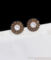 Big Black Crystal White Stone Round Design Gold Stud Earring ER2812