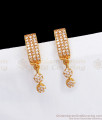 Shinning White Stones Two Line Beads Gold Earring ER2818