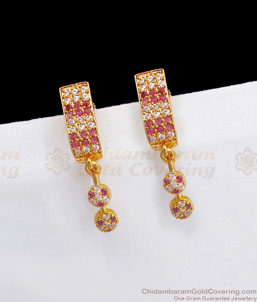 Multi Stone Gold Earrings Hanging Design ER2820