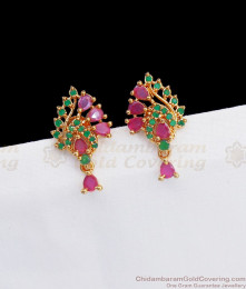 Fancy Ruby Green Stone Gold Plated Earring ER2822 Fancy Ruby Green Stone Gold Plated Earring ER2822