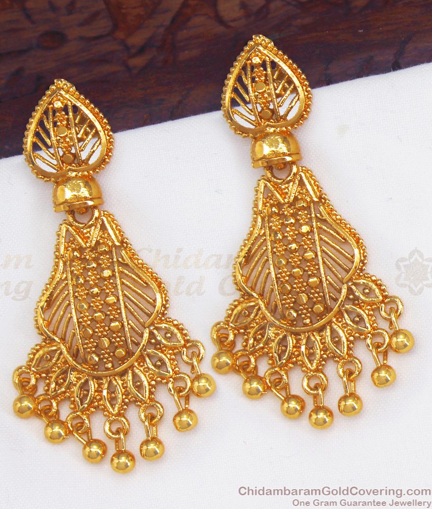 South Indian Gold Plated Dangler Earring Gold Beads Shop Online ER2829