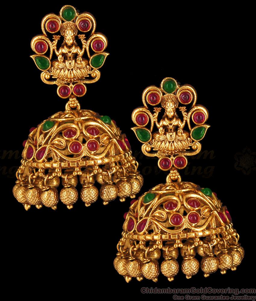 Matt Finish Bridal Wear Antique Jhumkas Earring Design ER2833