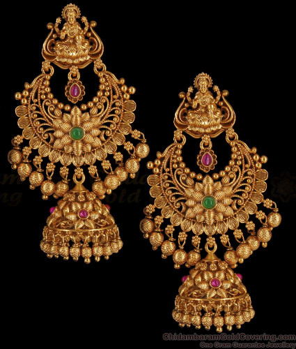 Big Antique Jewellery Gold Chandbali Earrings Traditional Wear Nagas  Collections ER2835