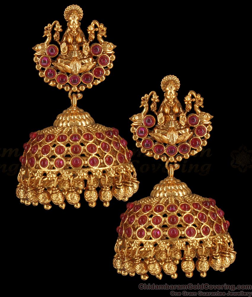 Traditional Lakshmi Ruby Kemp Stone Antique Earring ER2837