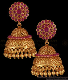 Arabic Design Antique Full Ruby Kemp Stone Jhumka Earring ER2840 Arabic Design Antique Full Ruby Kemp Stone Jhumka Earring ER2840