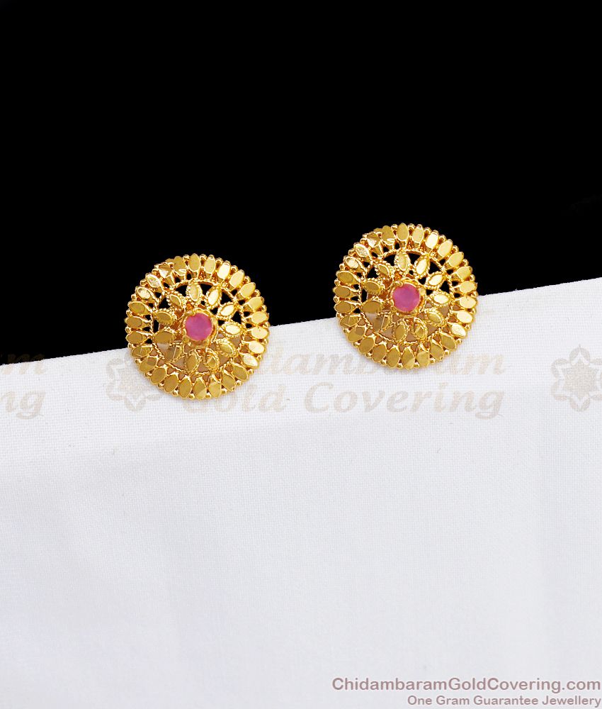 New One Gram Gold Ruby Stone Stud Earring ER2862