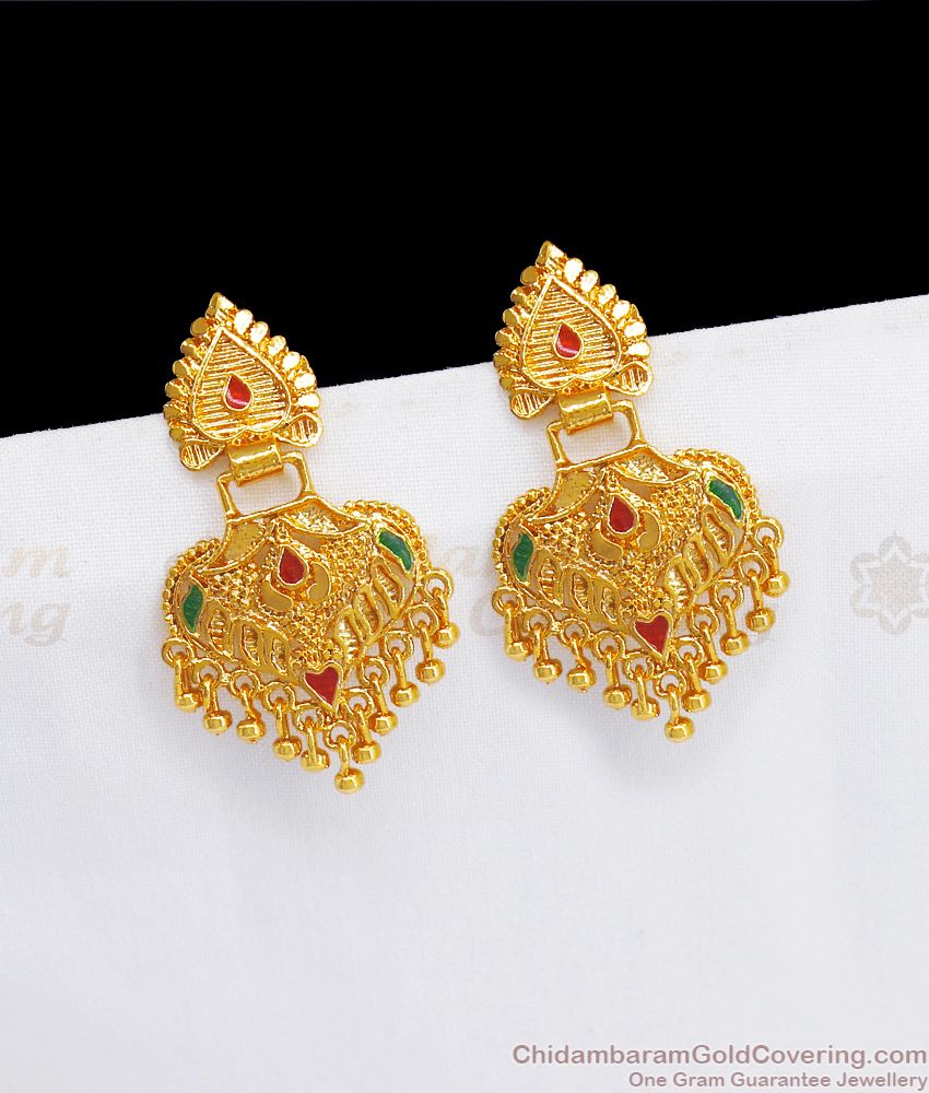 Two Gram Gold Multi Stone Stud Earrings Womens Fashion ER2864