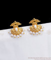 South Indian Visiri Thodu Style Gold Studs White Pearls ER2868