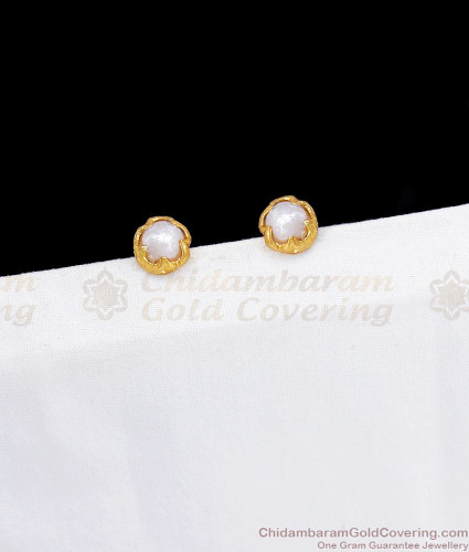 er2870 new full gold dot stud earring with white stone for trendy girls 1