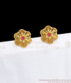 Traditional Flower Design Studs Ruby Stone Gold Plated Jewelry ER2879
