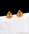 Red Coral Gold Plated Stud Earring Ruby White Pearls ER2880