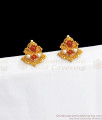Red Coral Gold Plated Stud Earring Ruby White Pearls ER2880 Red Coral Gold Plated Stud Earring Ruby White Pearls ER2880