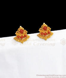 Stunning Full Coral Pearls Stud Gold Earring Online ER2881 Stunning Full Coral Pearls Stud Gold Earring Online ER2881