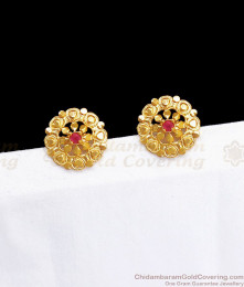Simple Daily Wear Gold Stud Earring Ruby Stone ER2887 Simple Daily Wear Gold Stud Earring Ruby Stone ER2887