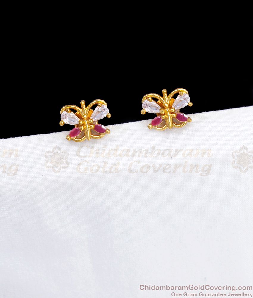 Trendy Ruby White Stone Beautiful Stud Earring Party Wear ER2893