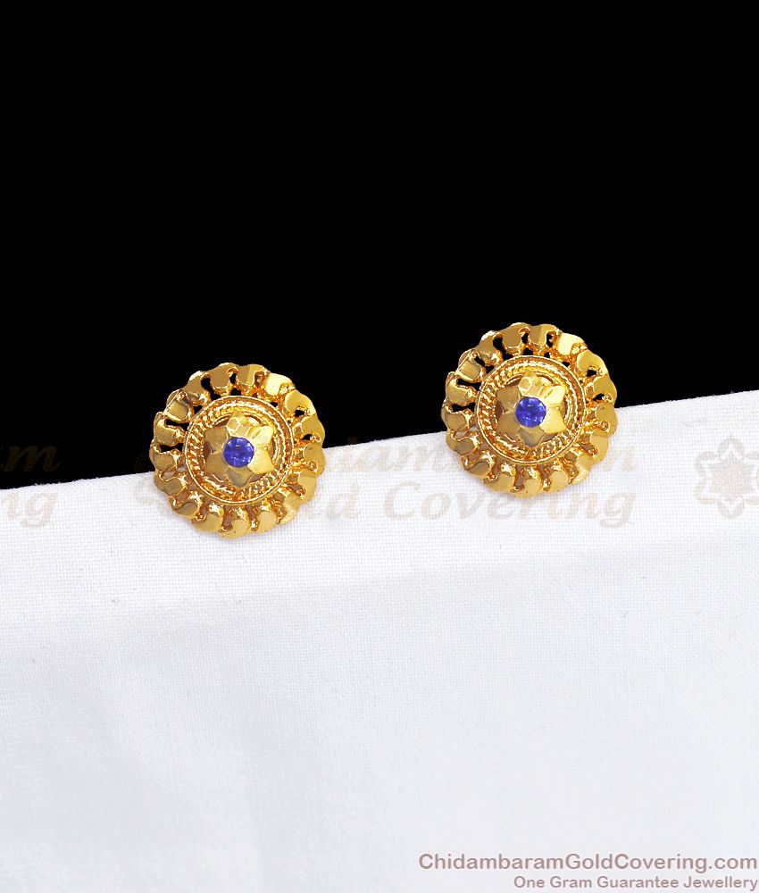 New Sapphire Stone Stud Gold Earring Party Wear ER2895 New Sapphire Stone Stud Gold Earring Party Wear ER2895