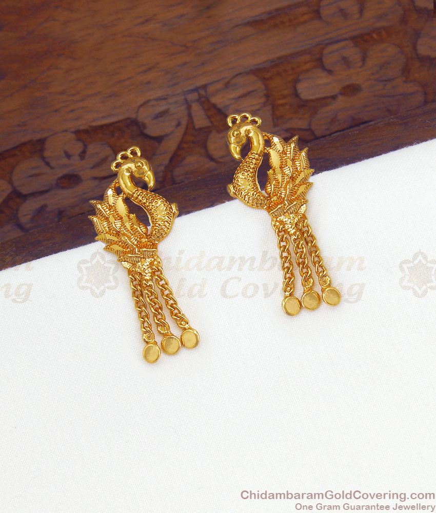 Unique Peacock Design Hanging One Gram Gold Earring ER2907