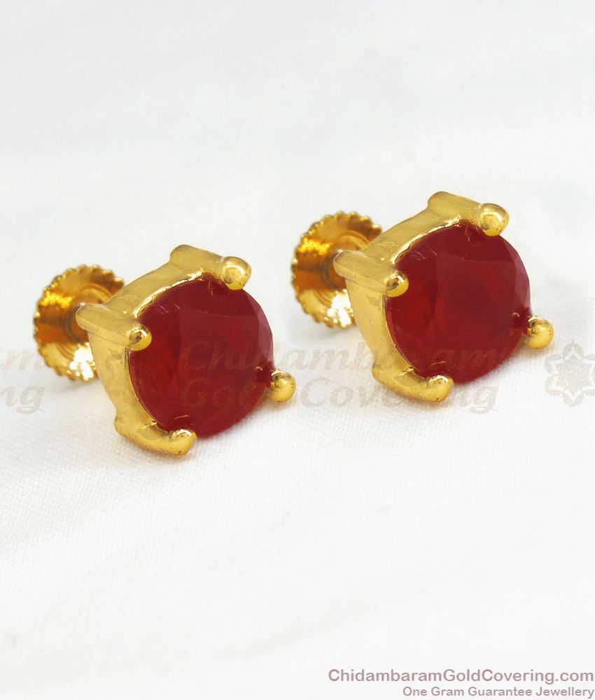 Shinning Ruby Stone Stud Earring Daily Wear ER2909